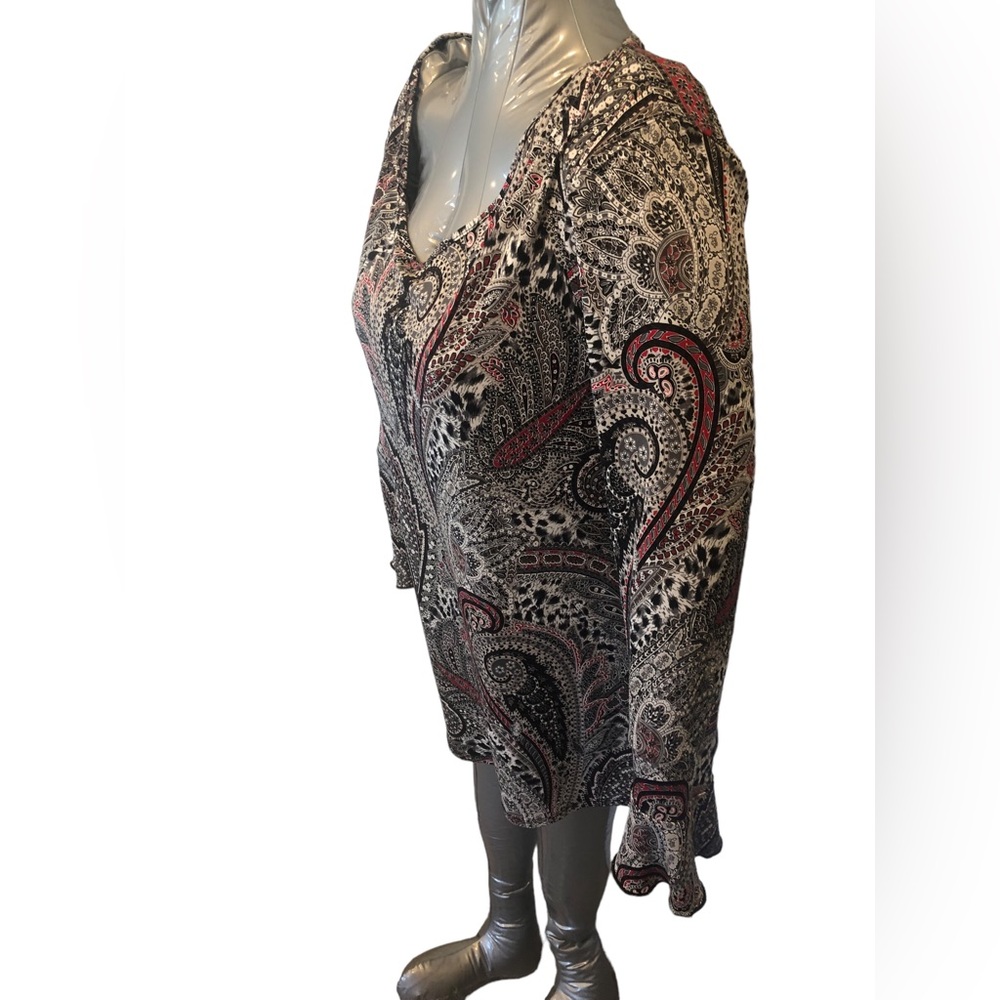 Db established Women’s medium paisley black long sleeve top stretch - Picture 3 of 10